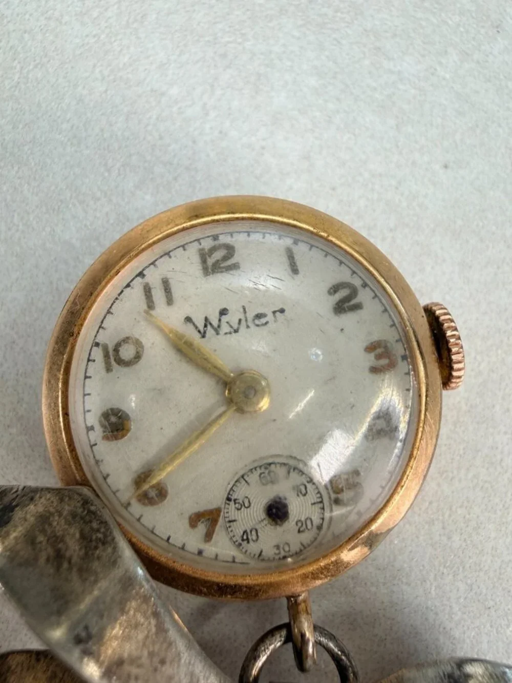 Vintage Sterling Silver Bow Brooch Wyler  Gold Filled Watch Pin